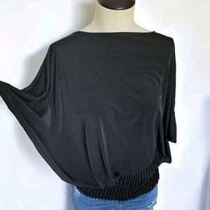 Chico's Women's Black Polyester Blend Elastic Hem Kimono Style Blouse Chico SZ 2